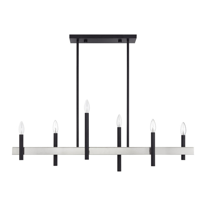 Livex Lighting - 49336-04 - Six Light Linear Chandelier - Denmark - Black with Brushed Nickel