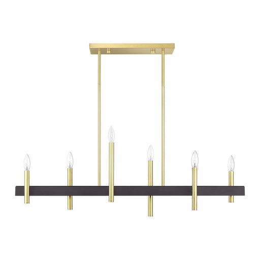 Livex Lighting - 49336-12 - Six Light Linear Chandelier - Denmark - Satin Brass with Bronze