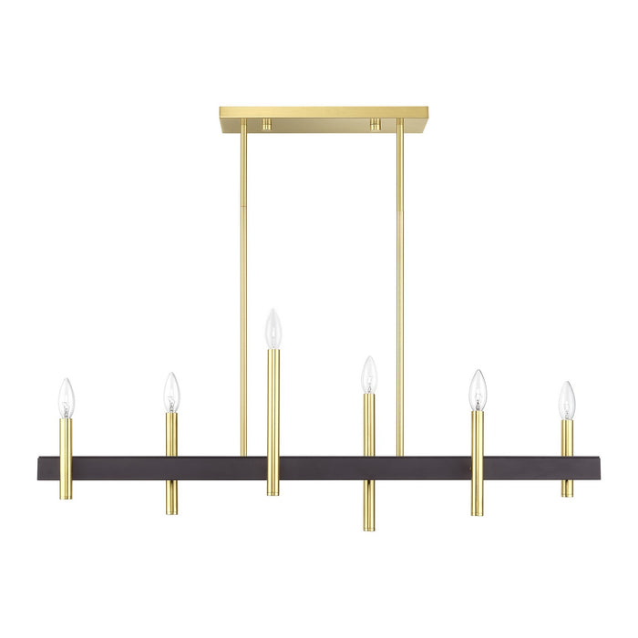 Livex Lighting - 49336-12 - Six Light Linear Chandelier - Denmark - Satin Brass with Bronze