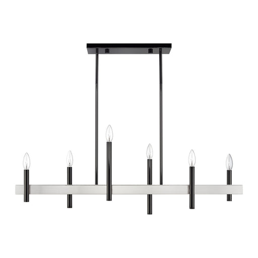 Livex Lighting - 49336-46 - Six Light Linear Chandelier - Denmark - Black Chrome with Brushed Nickel