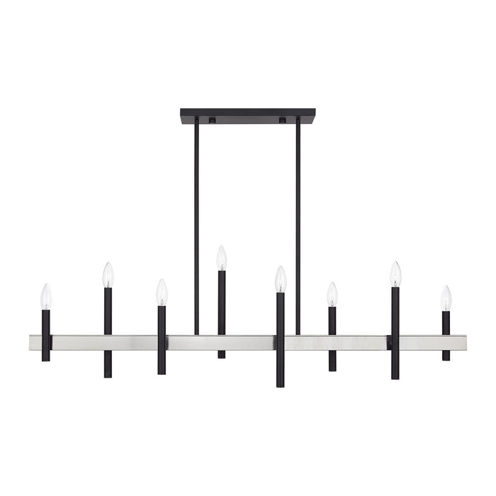 Livex Lighting - 49338-04 - Eight Light Linear Chandelier - Denmark - Black with Brushed Nickel