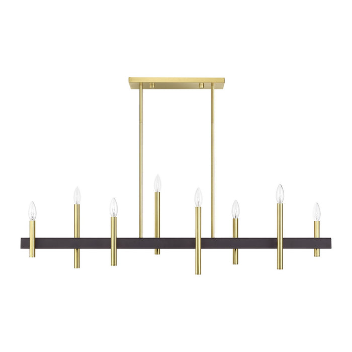 Livex Lighting - 49338-12 - Eight Light Linear Chandelier - Denmark - Satin Brass with Bronze