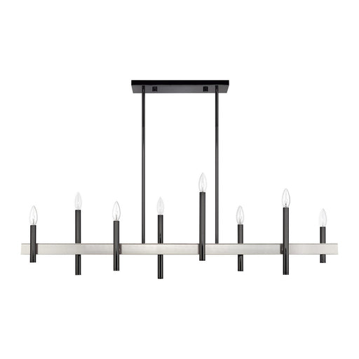 Livex Lighting - 49338-46 - Eight Light Linear Chandelier - Denmark - Black Chrome with Brushed Nickel