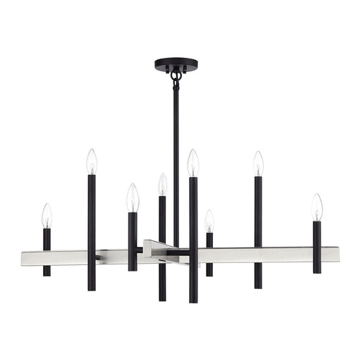 Denmark Eight Light Chandelier Black with Brushed Nickel