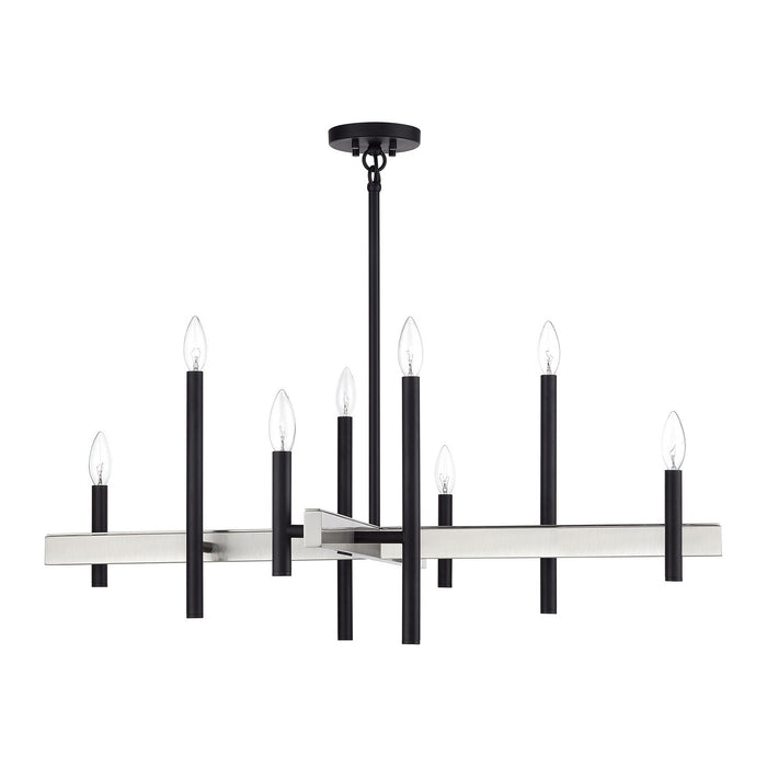 Livex Lighting - 49347-04 - Eight Light Chandelier - Denmark - Black with Brushed Nickel