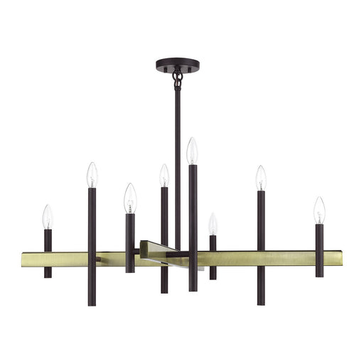 Denmark Eight Light Chandelier Bronze with Antique Brass
