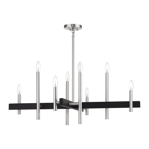 Denmark Eight Light Chandelier Brushed Nickel with Black