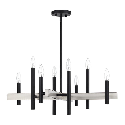 Denmark Eight Light Chandelier Black with Brushed Nickel