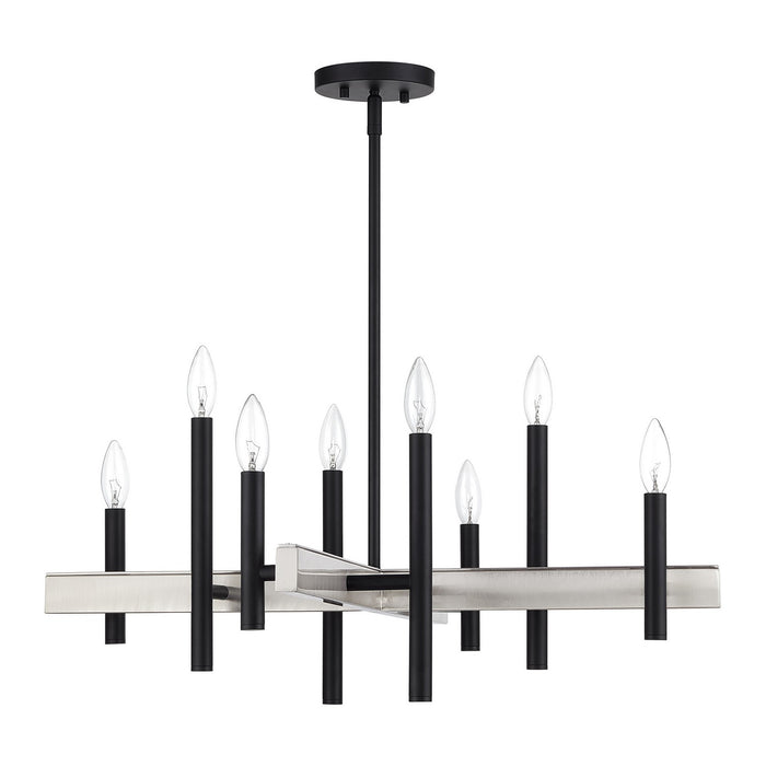 Livex Lighting - 49348-04 - Eight Light Chandelier - Denmark - Black with Brushed Nickel