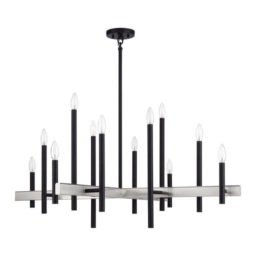 Denmark 12 Light Foyer Chandelier Black with Brushed Nickel