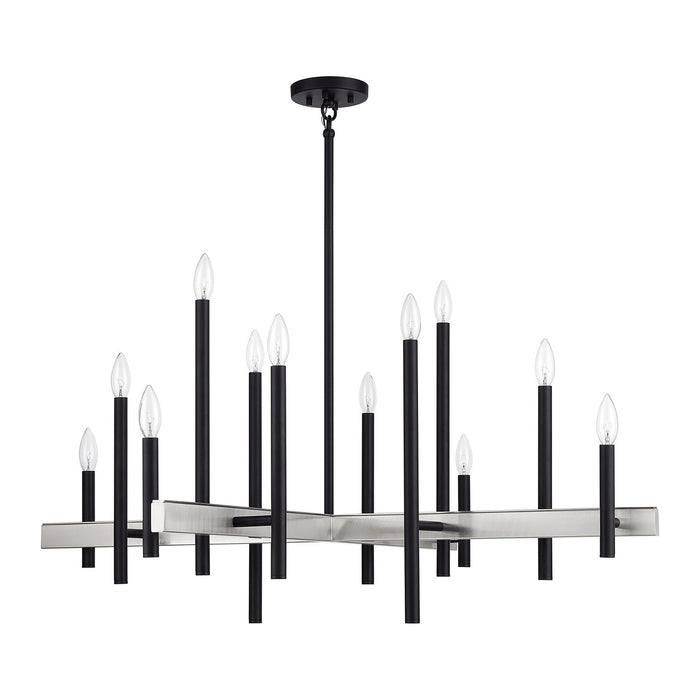 Livex Lighting - 49349-04 - 12 Light Foyer Chandelier - Denmark - Black with Brushed Nickel