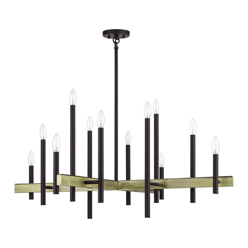 Denmark 12 Light Foyer Chandelier Bronze with Antique Brass