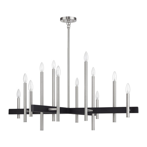 Denmark 12 Light Chandelier Brushed Nickel with Black