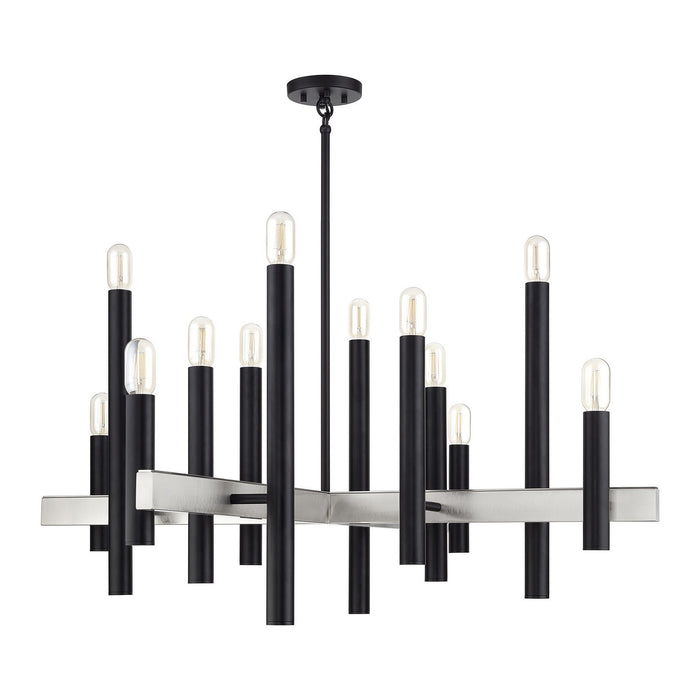 Livex Lighting - 49997-04 - 12 Light Chandelier - Helsinki - Black with Brushed Nickel