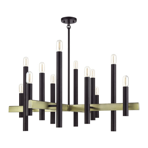 Livex Lighting - 49997-07 - 12 Light Foyer Chandelier - Helsinki - Bronze with Antique Brass