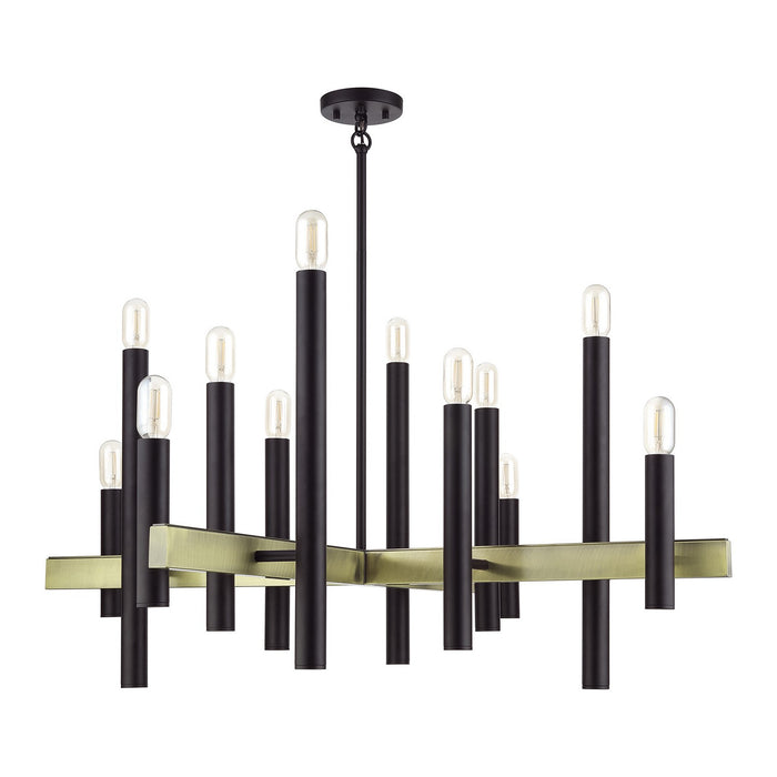 Livex Lighting - 49997-07 - 12 Light Foyer Chandelier - Helsinki - Bronze with Antique Brass