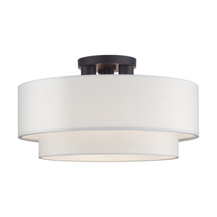 Livex Lighting - 50306-07 - Three Light Semi-Flush Mount - Manorwood - Bronze