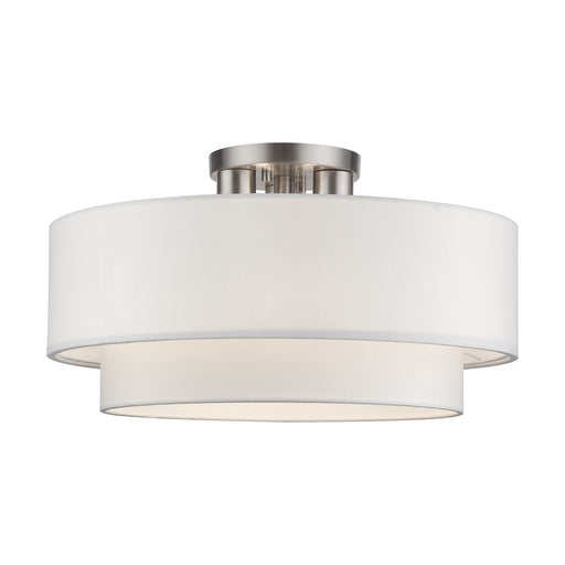 Manorwood Three Light Semi-Flush Mount Brushed Nickel