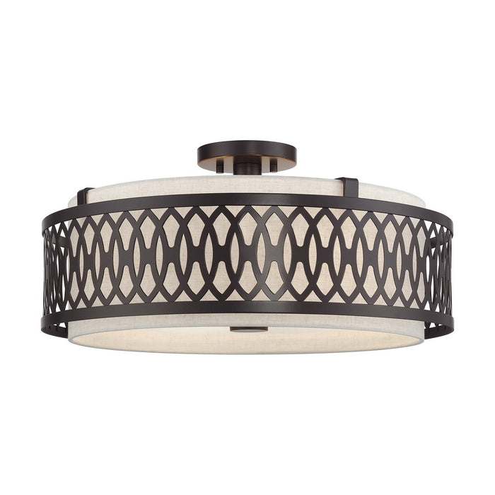 Livex Lighting - 53433-92 - Four Light Semi-Flush Mount - Vistaview - English Bronze