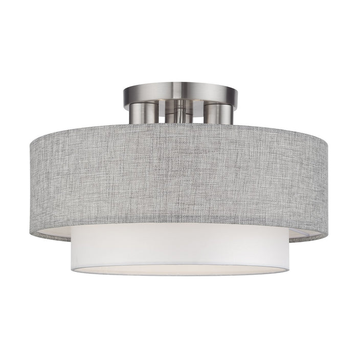 Livex Lighting - 60013-91 - Three Light Semi-Flush Mount - Brookmeade - Brushed Nickel