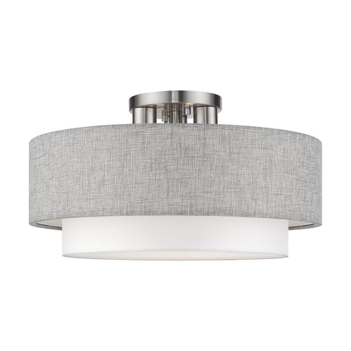 Brookmeade Three Light Semi-Flush Mount Brushed Nickel