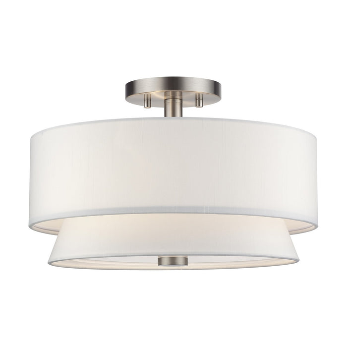 Livex Lighting - 60026-91 - Three Light Semi-Flush Mount - Fontana - Brushed Nickel
