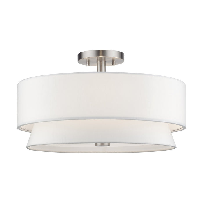 Livex Lighting - 60027-91 - Four Light Semi-Flush Mount - Fontana - Brushed Nickel