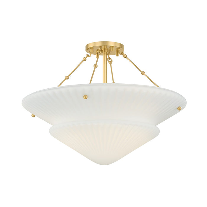 Hudson Valley - 7013-AGB - Three Light Semi Flush Mount - Loburn - Aged Brass