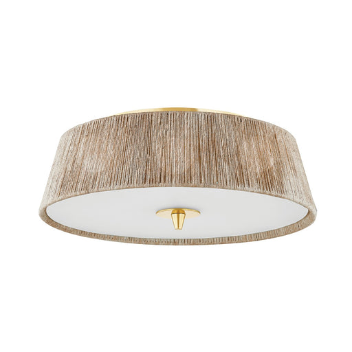 George Three Light Semi Flush Mount Aged Brass