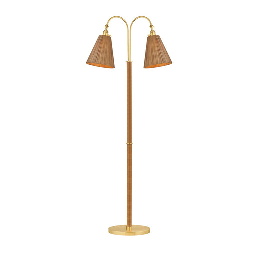 Ruthin Two Light Floor Lamp Aged Brass
