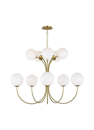 Noemie Ten Light Chandelier Burnished Brass