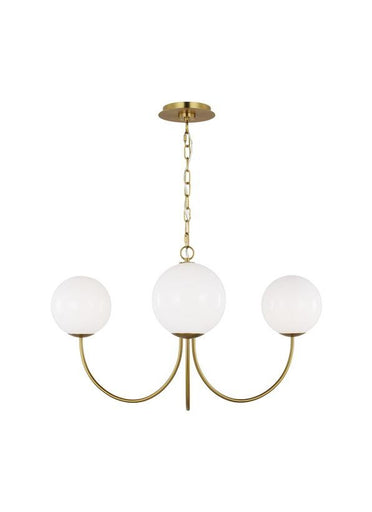 Noemie Three Light Chandelier Burnished Brass