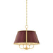Hudson Valley - MDS120-AGB/CRN - Four Light Chandelier - Cambridge - Aged Brass/Soft Crimson