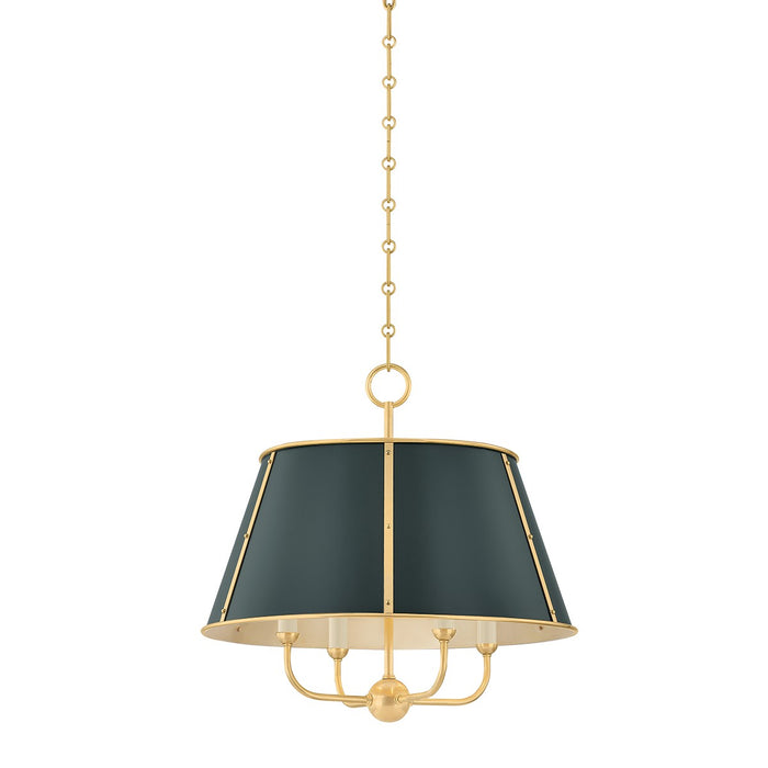 Hudson Valley - MDS120-AGB/SSG - Four Light Chandelier - Cambridge - Aged Brass/Soft Studio Green