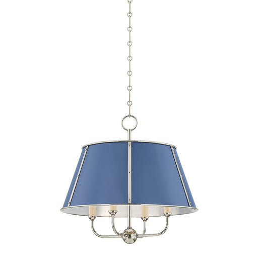 Cambridge Four Light Chandelier Polished Nickel/Soft French Blue