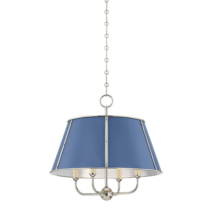 Hudson Valley - MDS120-PN/FBL - Four Light Chandelier - Cambridge - Polished Nickel/Soft French Blue