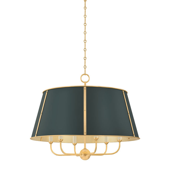 Hudson Valley - MDS121-AGB/SSG - Six Light Chandelier - Cambridge - Aged Brass/Soft Studio Green