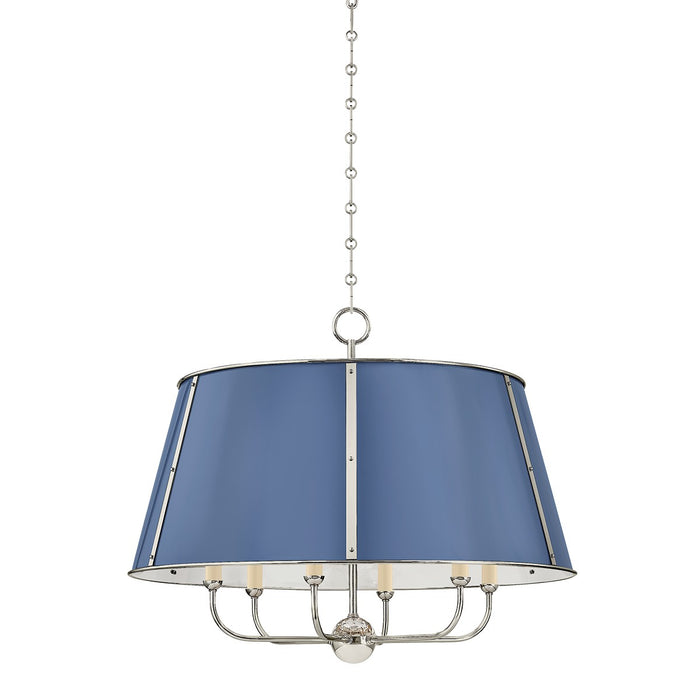 Hudson Valley - MDS121-PN/FBL - Six Light Chandelier - Cambridge - Polished Nickel/Soft French Blue