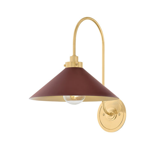 Clivedon One Light Wall Sconce Aged Brass/Soft Crimson