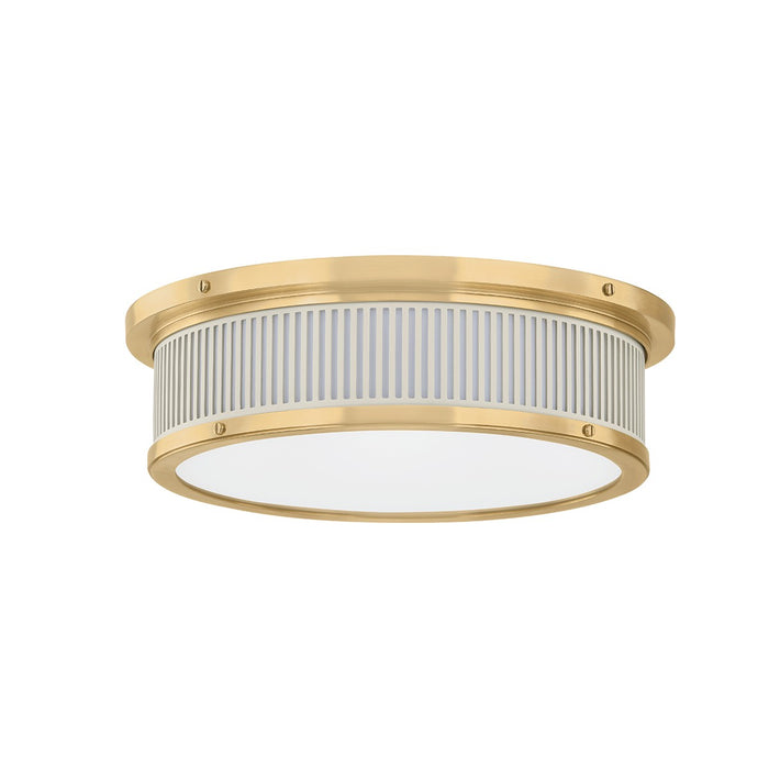 Hudson Valley - MDS1901-AGB/OW - LED Flush Mount - Ashdown - Aged Brass/Off-White