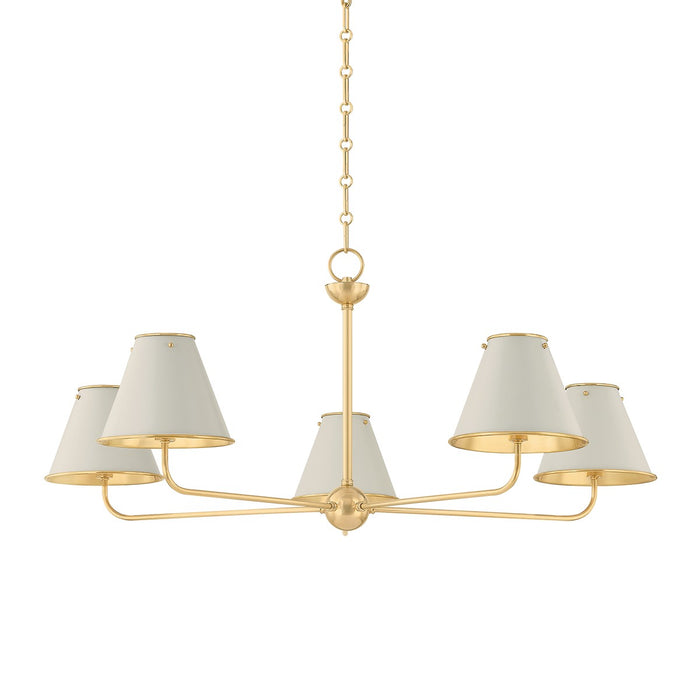 Hudson Valley - MDS2000-AGB/OW - Five Light Chandelier - Burghley - Aged Brass/Off-White