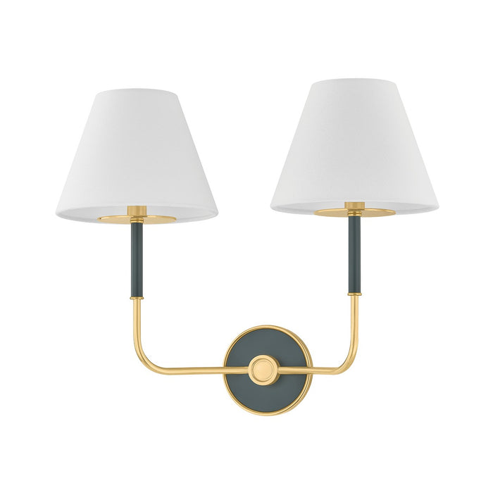 Hudson Valley - MDS2201-AGB/SSG - Two Light Wall Sconce - Wedgewood - Aged Brass/Soft Studio Green