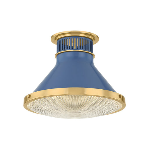 Hudson Valley - MDS2402-AGB/FBL - One Light Flush Mount - Highclere - Aged Brass/Soft French Blue