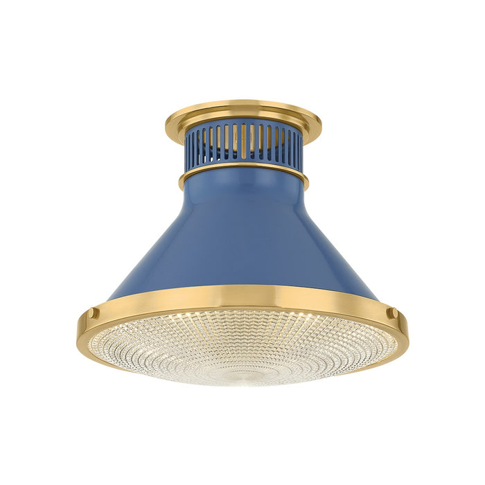 Hudson Valley - MDS2402-AGB/FBL - One Light Flush Mount - Highclere - Aged Brass/Soft French Blue