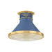 Hudson Valley - MDS2402-AGB/FBL - One Light Flush Mount - Highclere - Aged Brass/Soft French Blue