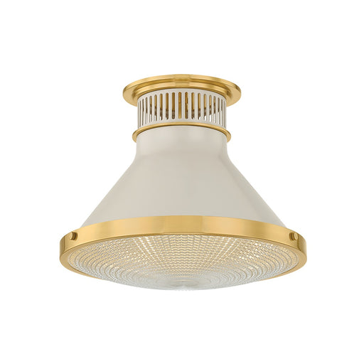 Hudson Valley - MDS2402-AGB/OW - One Light Flush Mount - Highclere - Aged Brass/Off-White