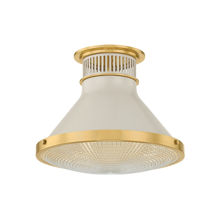 Hudson Valley - MDS2402-AGB/OW - One Light Flush Mount - Highclere - Aged Brass/Off-White