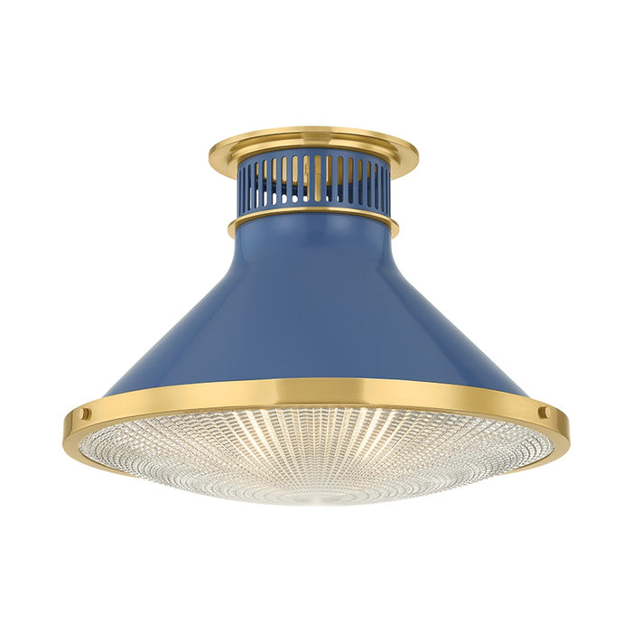 Hudson Valley - MDS2403-AGB/FBL - One Light Flush Mount - Highclere - Aged Brass/Soft French Blue