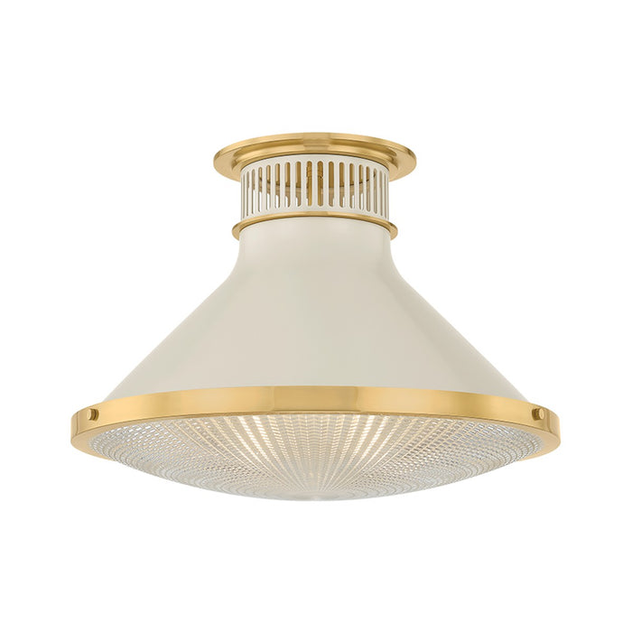 Hudson Valley - MDS2403-AGB/OW - One Light Flush Mount - Highclere - Aged Brass/Off-White
