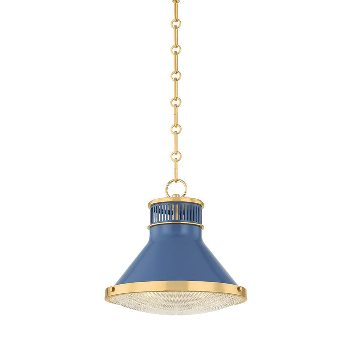 Hudson Valley - MDS2404-AGB/FBL - One Light Pendant - Highclere - Aged Brass/Soft French Blue